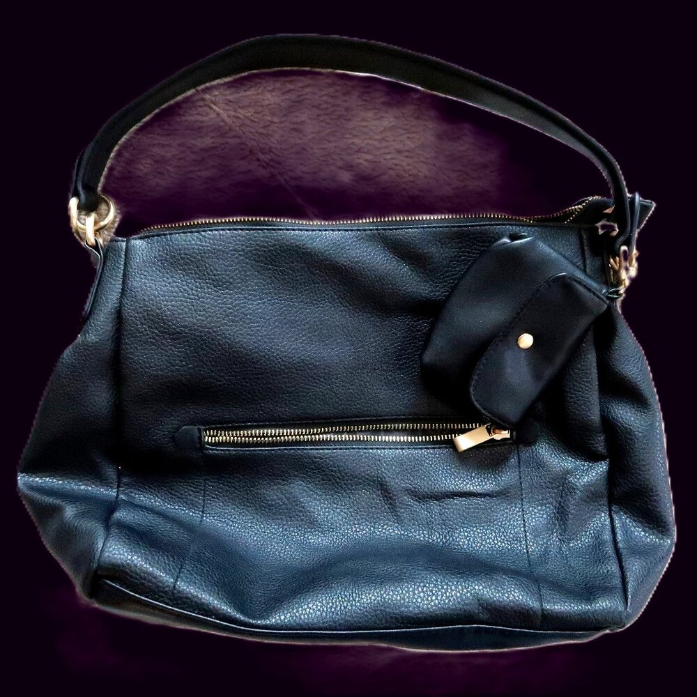 Golden Hour Feels Vintage Cambodia Black Faux Leather Shoulder Bag Purse